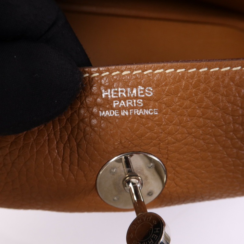 HERMES Clemence皮革Lindy 30手挽肩背兩用袋Gold-5