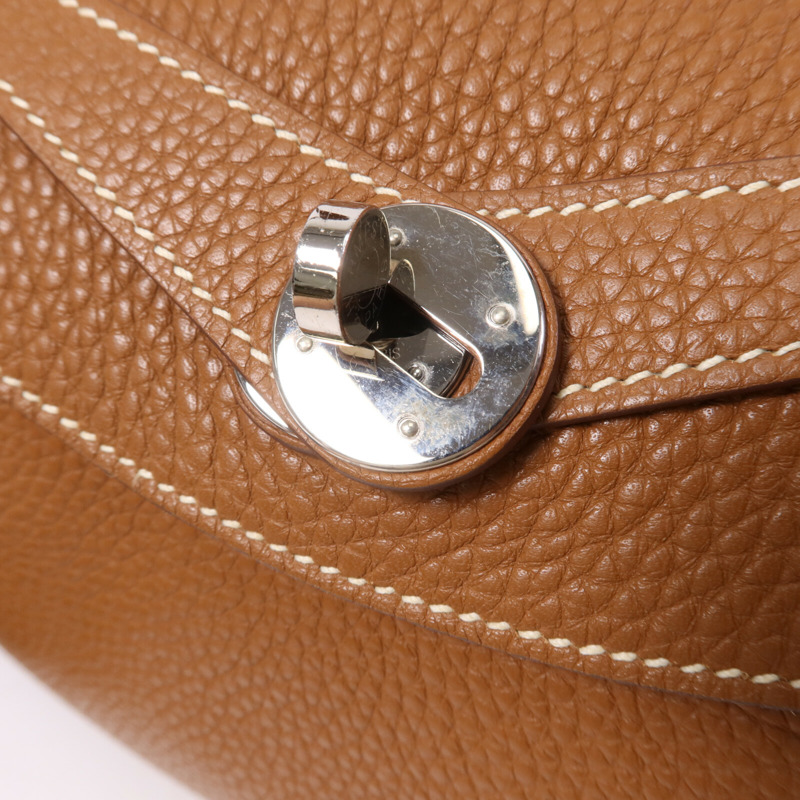 HERMES Clemence皮革Lindy 30手挽肩背兩用袋Gold-6