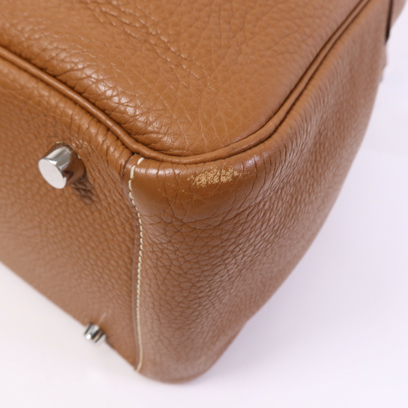 HERMES Clemence皮革Lindy 30手挽肩背兩用袋Gold-10