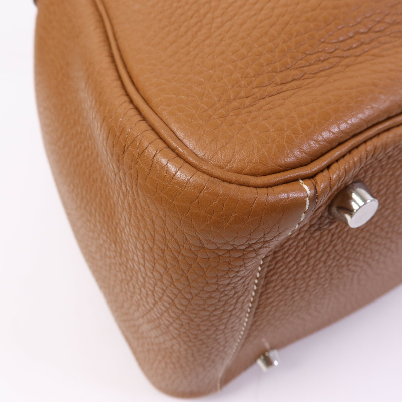 HERMES Clemence皮革Lindy 30手挽肩背兩用袋Gold-11