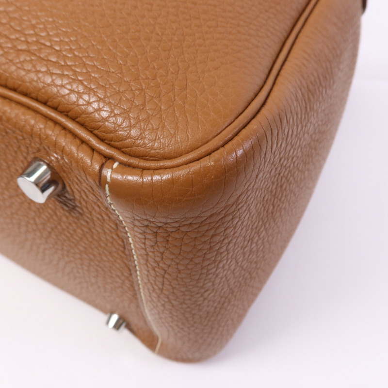 HERMES Clemence皮革Lindy 30手挽肩背兩用袋Gold-12