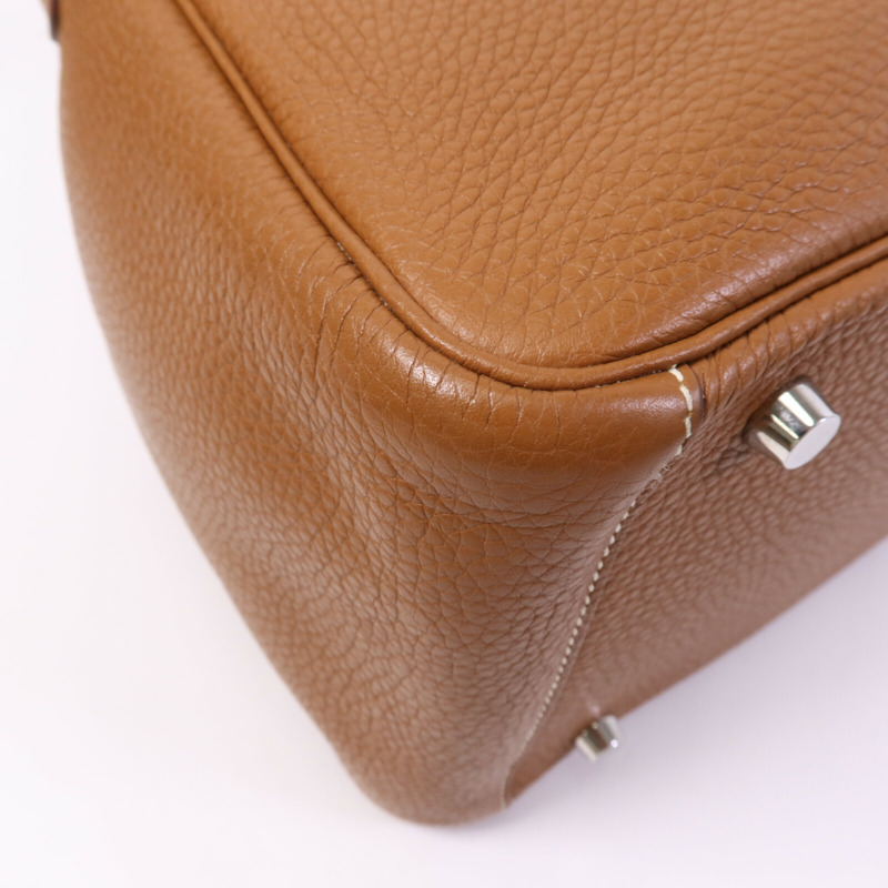 HERMES Clemence皮革Lindy 30手挽肩背兩用袋Gold-13