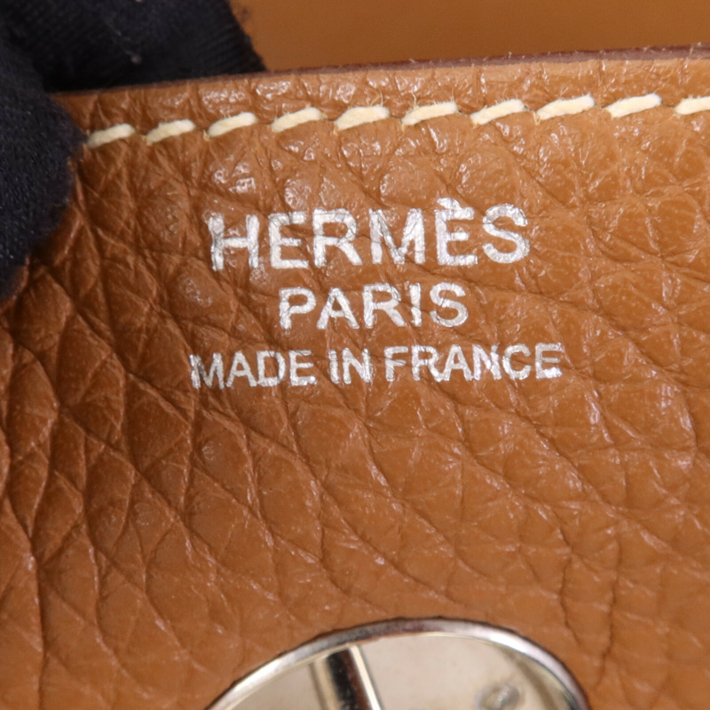 HERMES Clemence皮革Lindy 30手挽肩背兩用袋Gold-15
