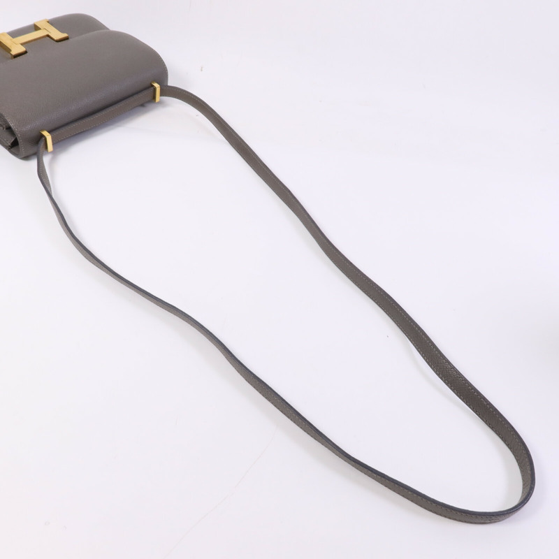 HERMES Epsom皮革Mini Constance金扣肩背袋-8