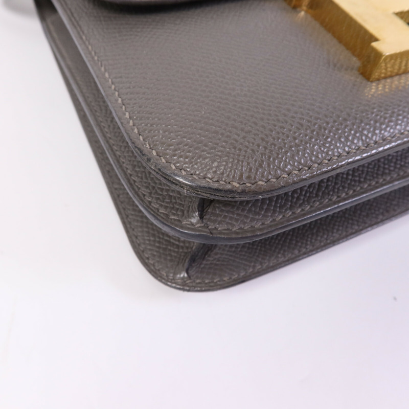 HERMES Epsom皮革Mini Constance金扣肩背袋-10