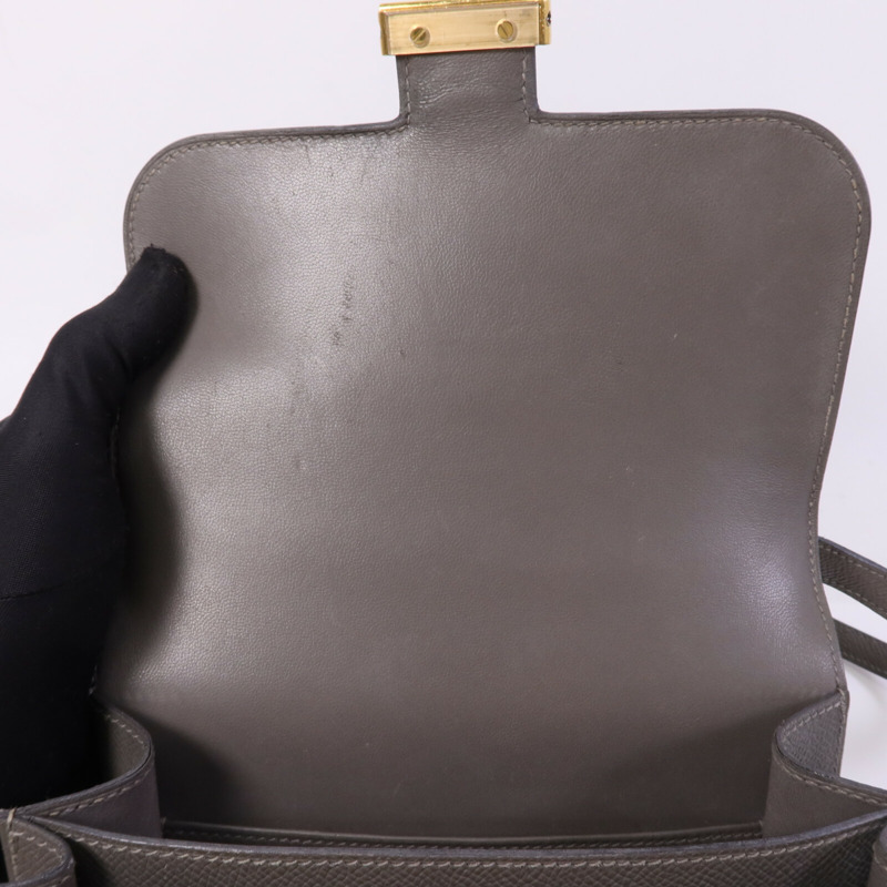 HERMES Epsom皮革Mini Constance金扣肩背袋-13