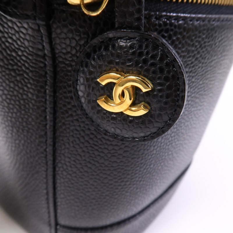CHANEL 牛皮皮革Vintage Vanity Case金扣手挽袋-6
