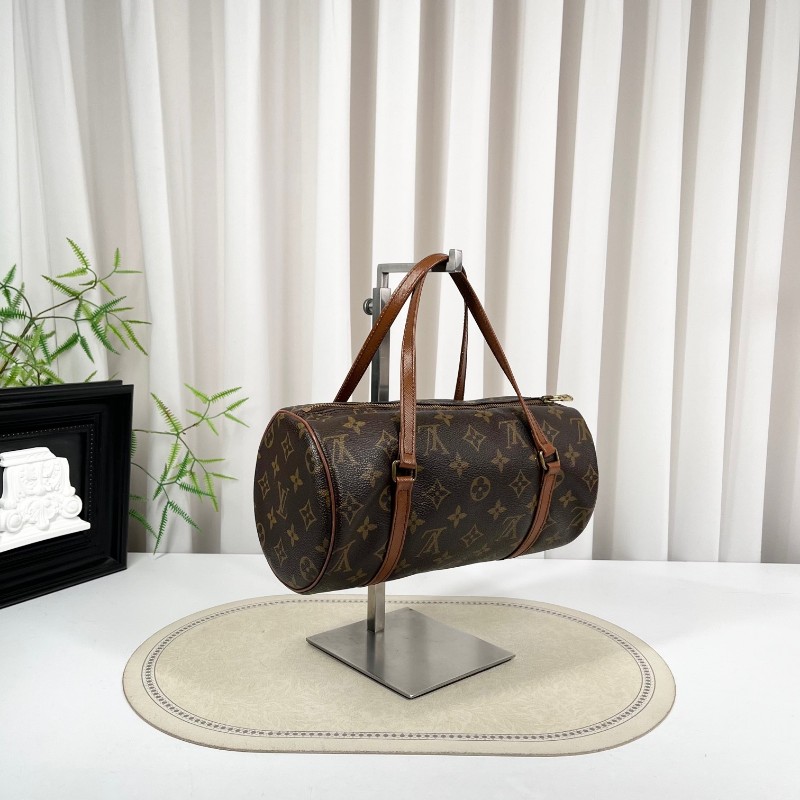 LV路易威登 中古老花Papillon巴比龍手提包 無子包 棕色內裡 容量大 適合日常使用-1