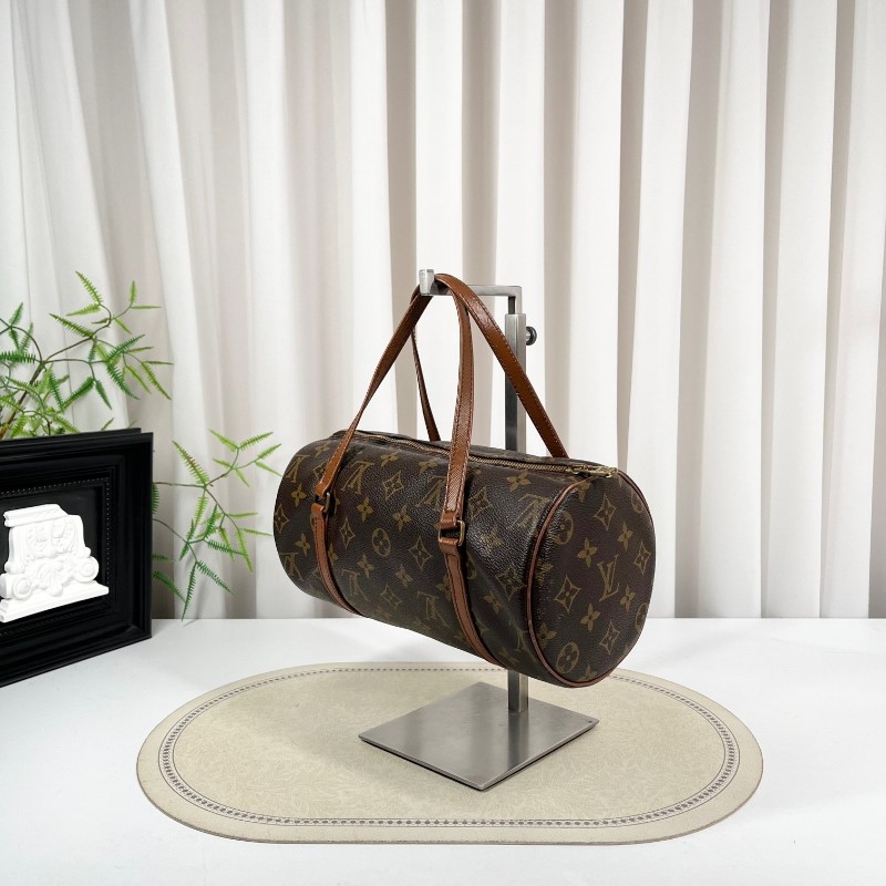 LV路易威登 中古老花Papillon巴比龍手提包 無子包 棕色內裡 容量大 適合日常使用-2