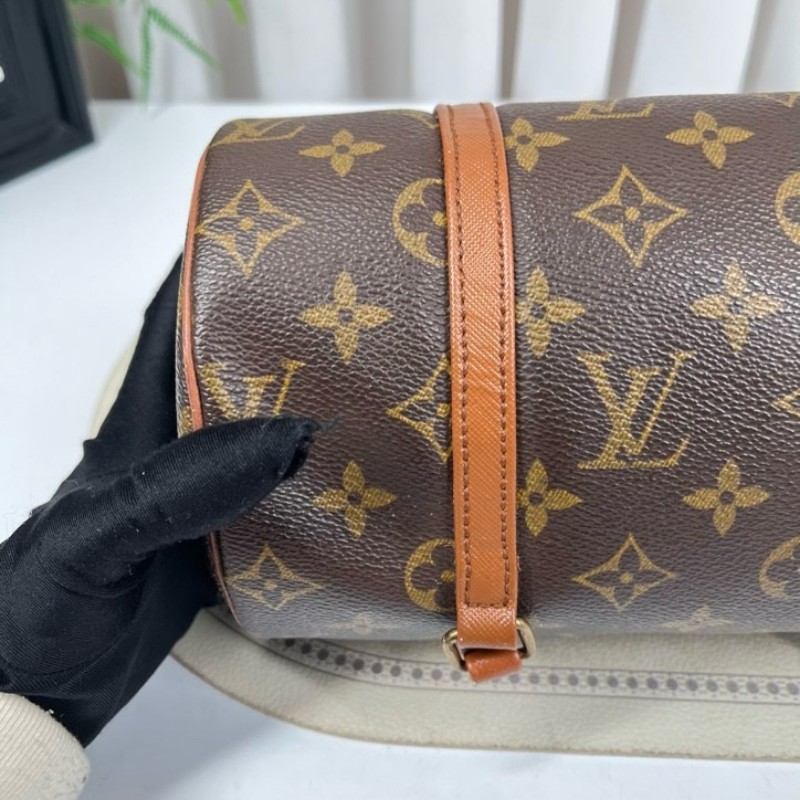 LV路易威登 中古老花Papillon巴比龍手提包 無子包 棕色內裡 容量大 適合日常使用-8