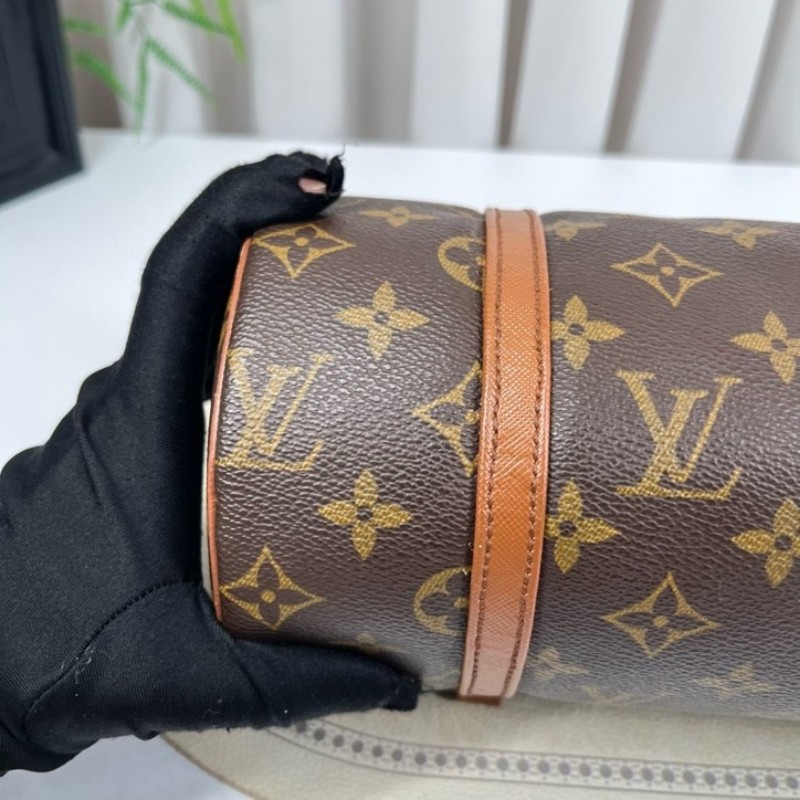 LV路易威登 中古老花Papillon巴比龍手提包 無子包 棕色內裡 容量大 適合日常使用-10