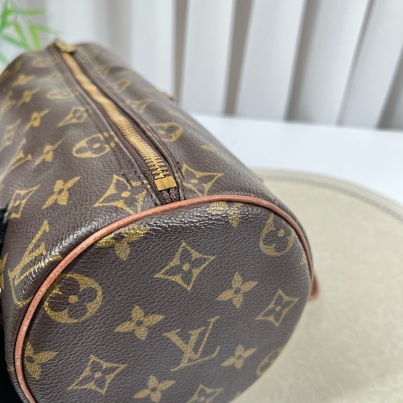 LV路易威登 中古老花Papillon巴比龍手提包 無子包 棕色內裡 容量大 適合日常使用-16