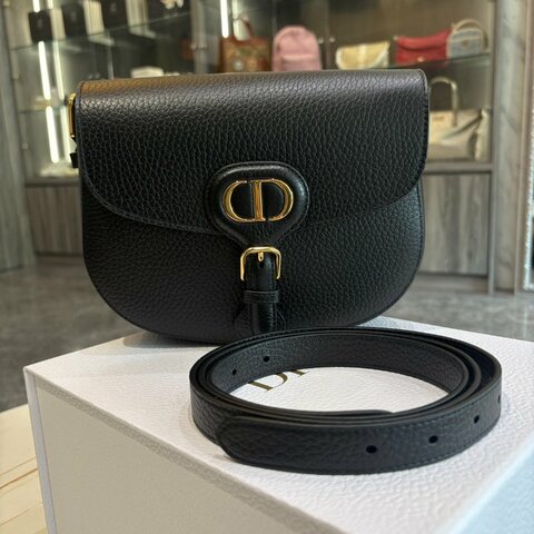 *SHIHNA名牌精品* DIOR Bobby 中型黑色粒面小牛皮斜背包