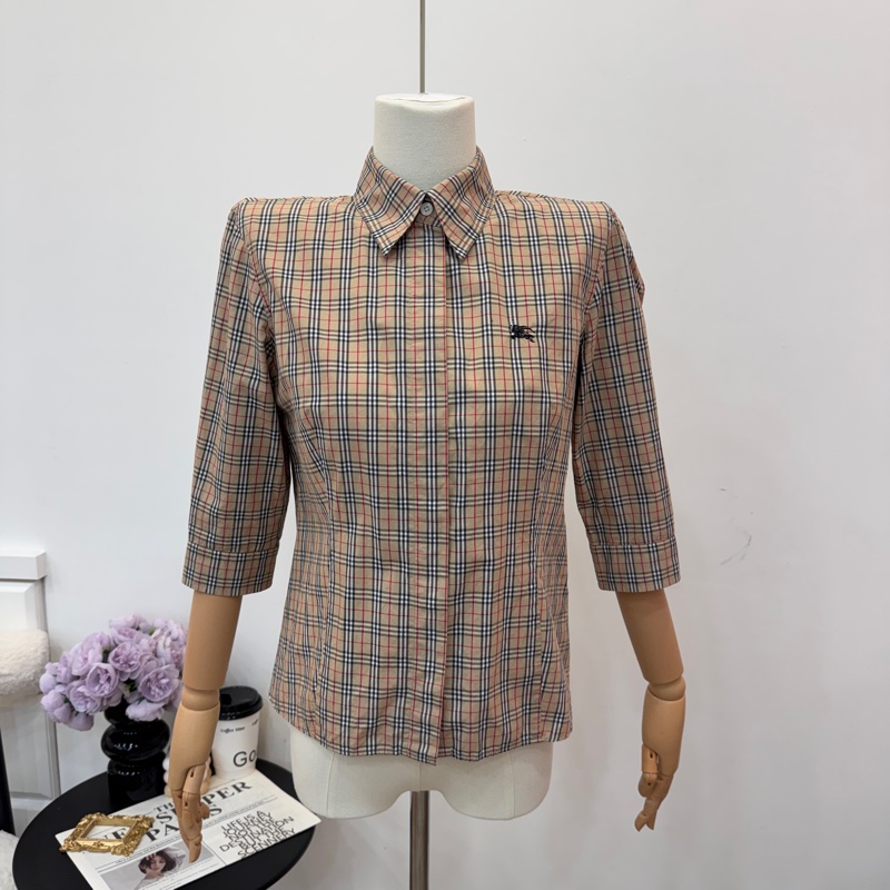 Burberry 七分袖格紋襯衫-1