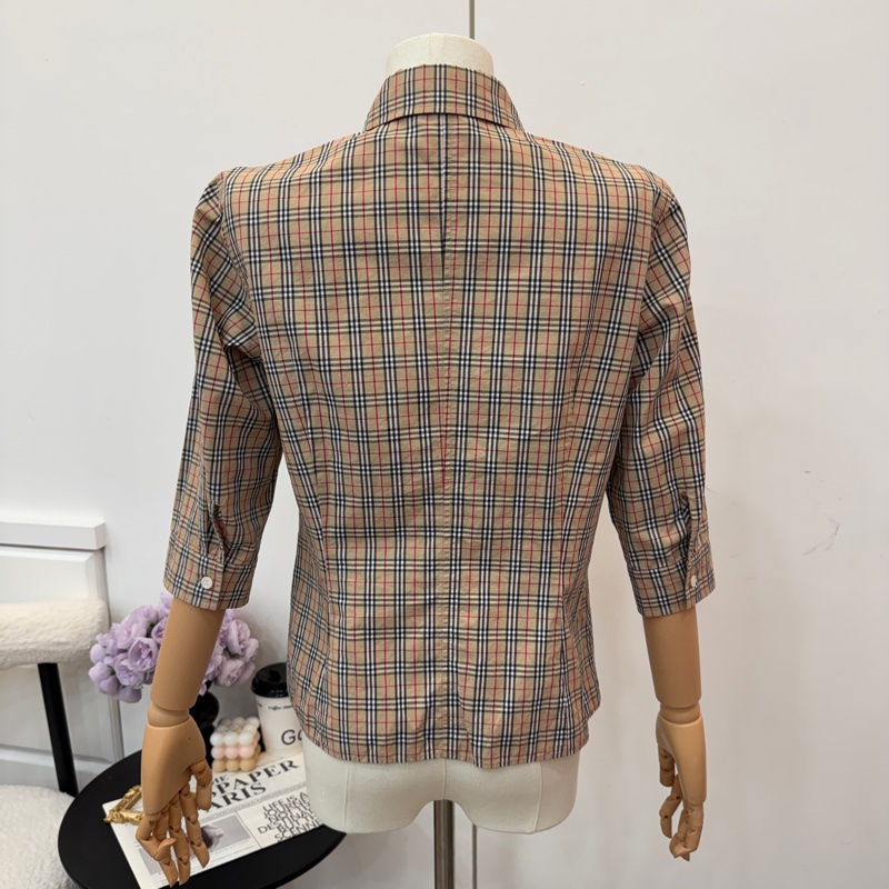Burberry 七分袖格紋襯衫-3