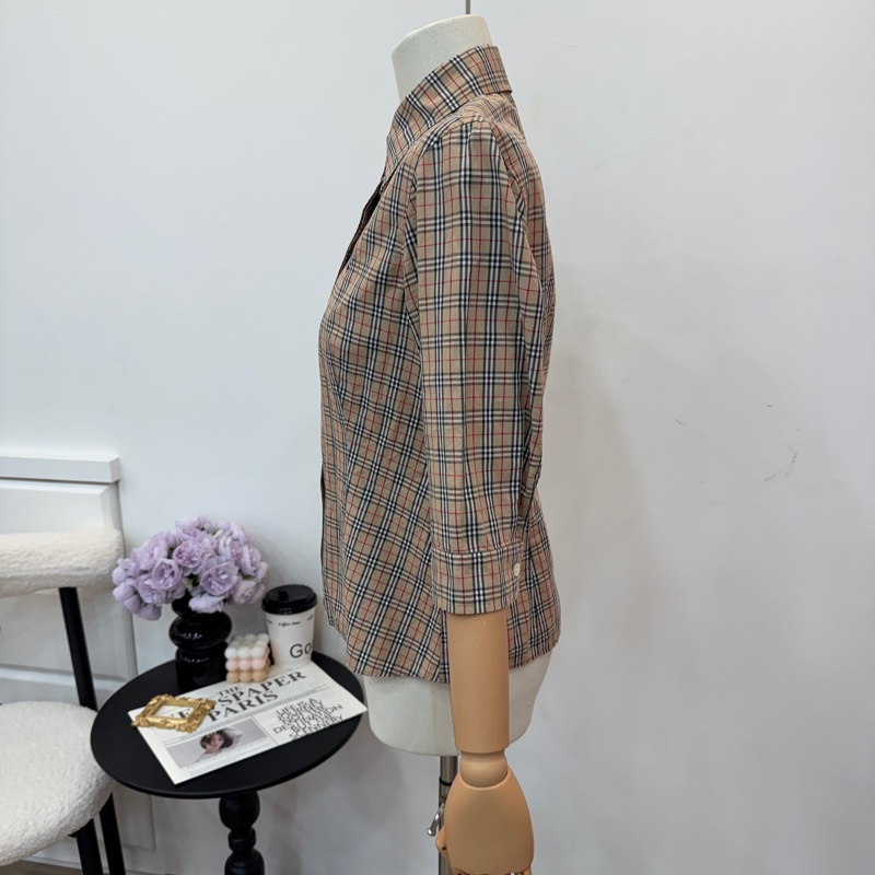 Burberry 七分袖格紋襯衫-4