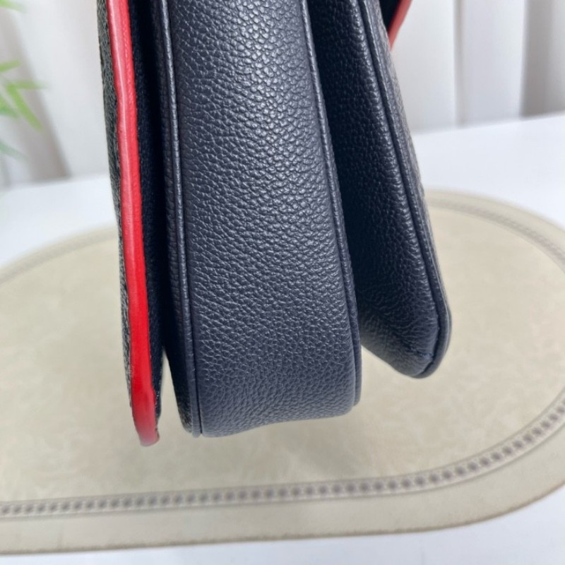 LV路易威登 Pochette Metis系列 海軍藍全皮壓紋郵差包內部紅色邊框設計 隔層多 容量大-10