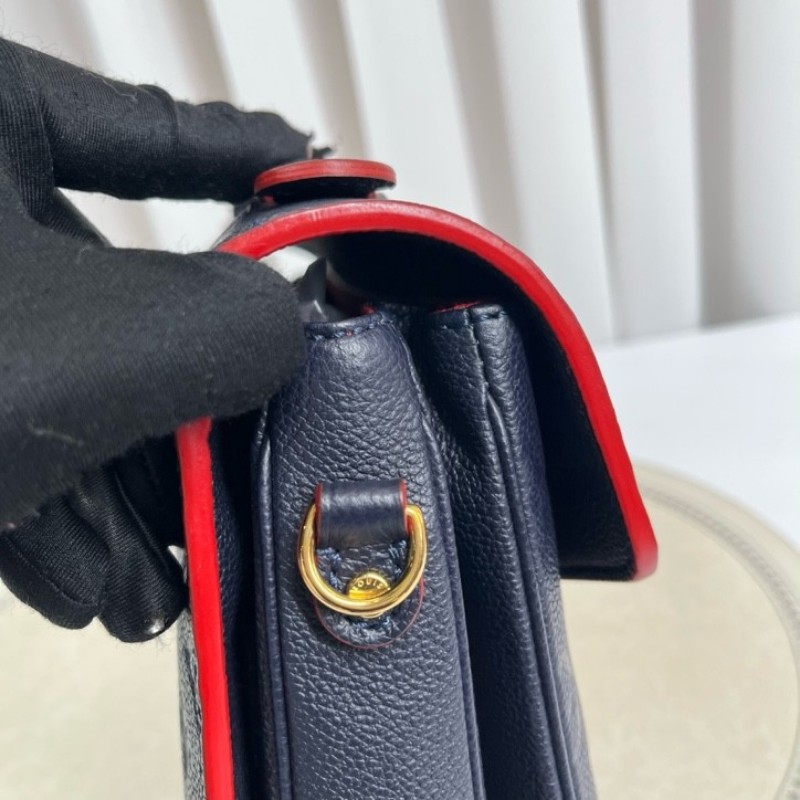 LV路易威登 Pochette Metis系列 海軍藍全皮壓紋郵差包內部紅色邊框設計 隔層多 容量大-20