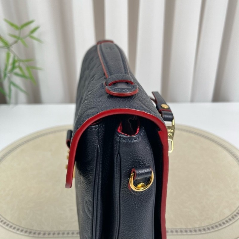 LV路易威登 Pochette Metis系列 海軍藍全皮壓紋郵差包內部紅色邊框設計 隔層多 容量大-21