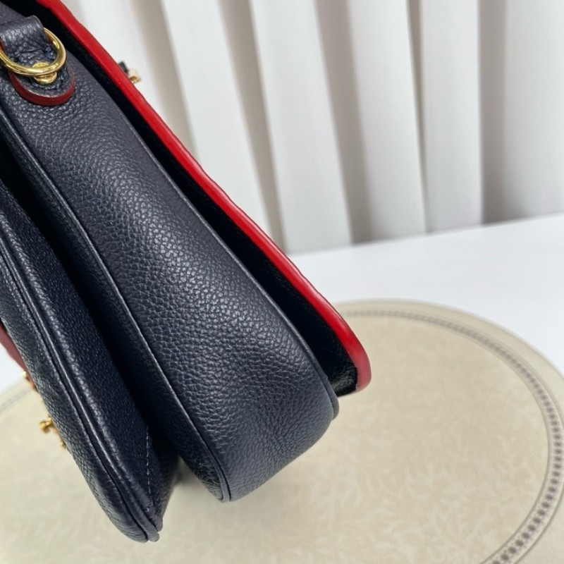 LV路易威登 Pochette Metis系列 海軍藍全皮壓紋郵差包內部紅色邊框設計 隔層多 容量大-22