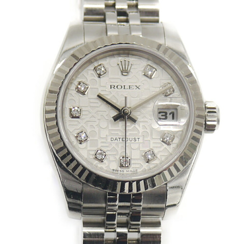 Rolex Datejust 179174G（D-序號），自動上鍊，10 鑽鑲嵌，電腦錶盤，女錶。