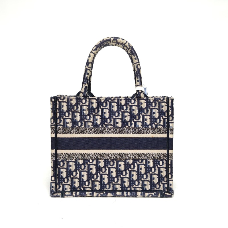 DIOR BookTote小號26.5藍色帆布2021印花字母刺繡手提包-2