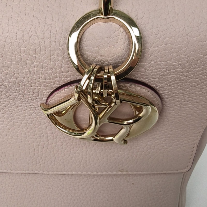 DIOR BeDior小號27淡粉色牛皮金扣2014肩背包-4