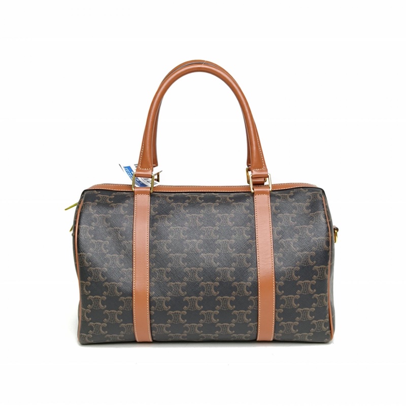 CELINE Triomphe凱旋門標誌印花波士頓包大號老花PVC金扣肩背包-2