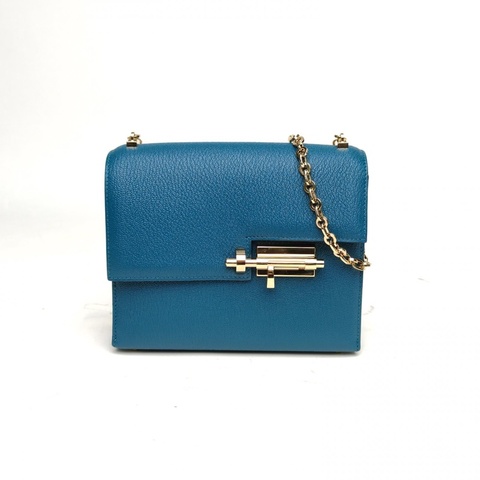 HERMES Verrou手槍包插銷包17博斯普魯斯綠山羊皮D刻金扣肩背包