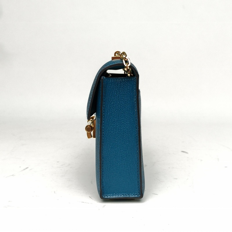 HERMES Verrou手槍包插銷包17博斯普魯斯綠山羊皮D刻金扣肩背包-1