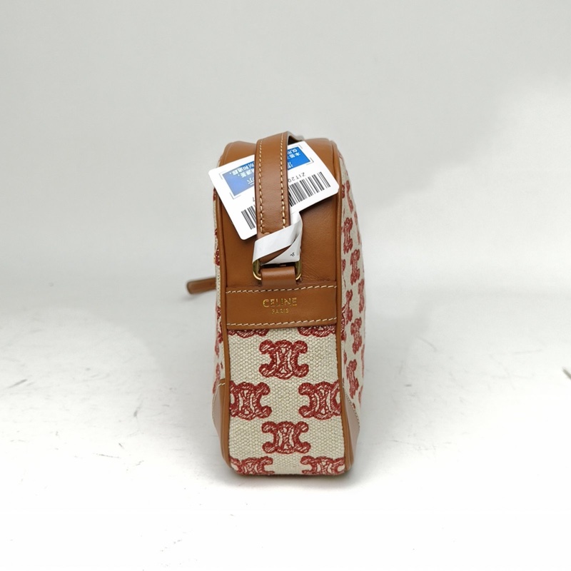 CELINE 棕色牛皮帆布凱旋門相機包斜挎包-1