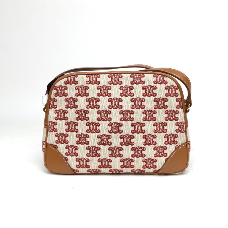 CELINE 棕色牛皮帆布凱旋門相機包斜挎包-2