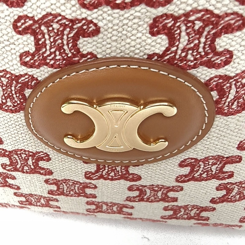 CELINE 棕色牛皮帆布凱旋門相機包斜挎包-4