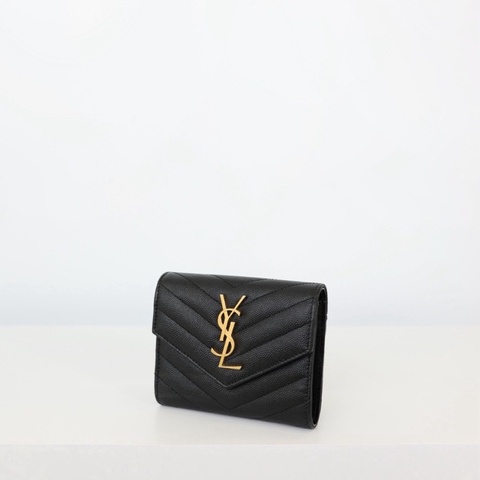 二手Ysl 經典短夾 淡金釦