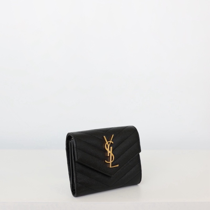 二手Ysl 經典短夾 淡金釦-1