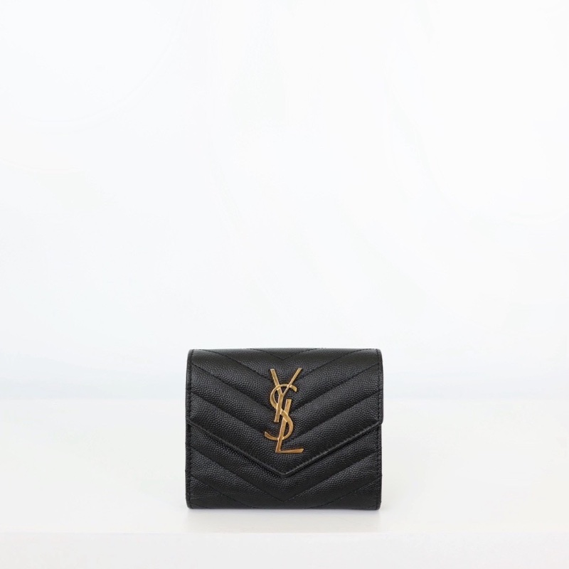 二手Ysl 經典短夾 淡金釦-5