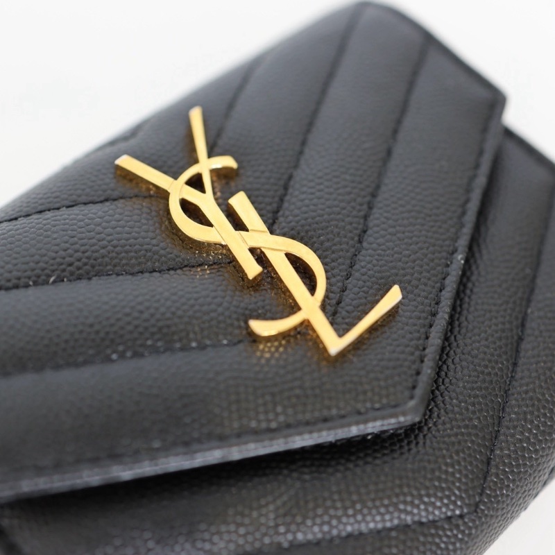 二手Ysl 經典短夾 淡金釦-15