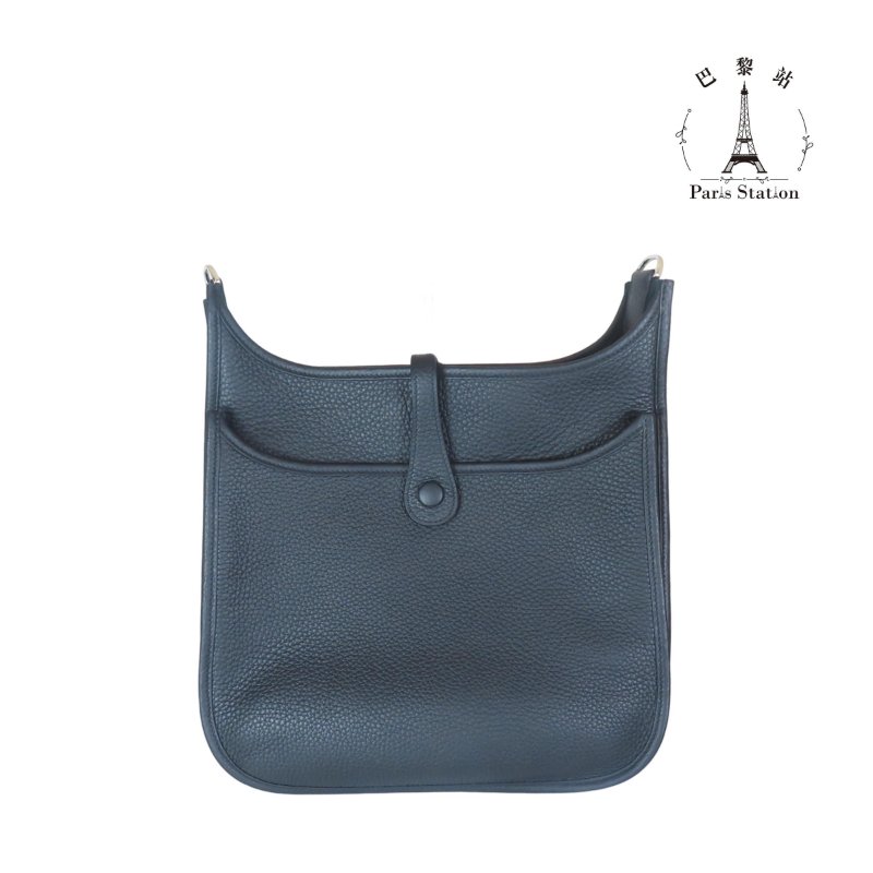【巴黎站二手名牌專賣店】＊全新現貨＊HERMES 愛馬仕 真品＊K刻Evelyne 29 黑皮革銀釦肩背斜背包-1