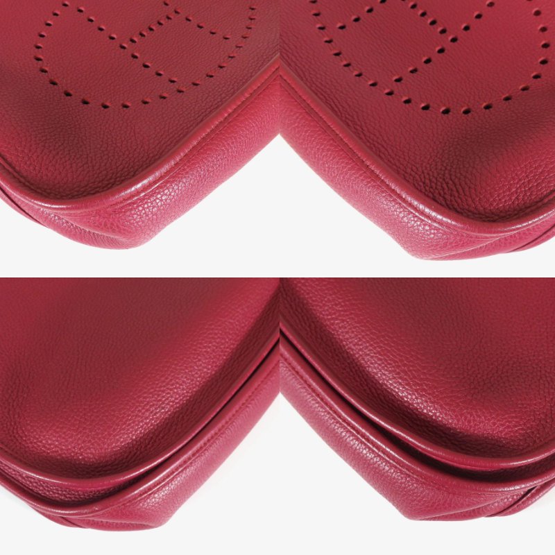 【巴黎站二手名牌專賣店】＊現貨＊HERMES 愛馬仕 真品＊🄾刻Evelyne 29 酒紅色皮革銀釦肩背斜背包-4