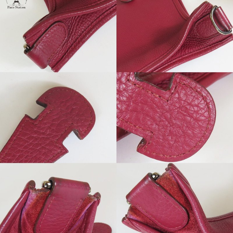 【巴黎站二手名牌專賣店】＊現貨＊HERMES 愛馬仕 真品＊🄾刻Evelyne 29 酒紅色皮革銀釦肩背斜背包-6