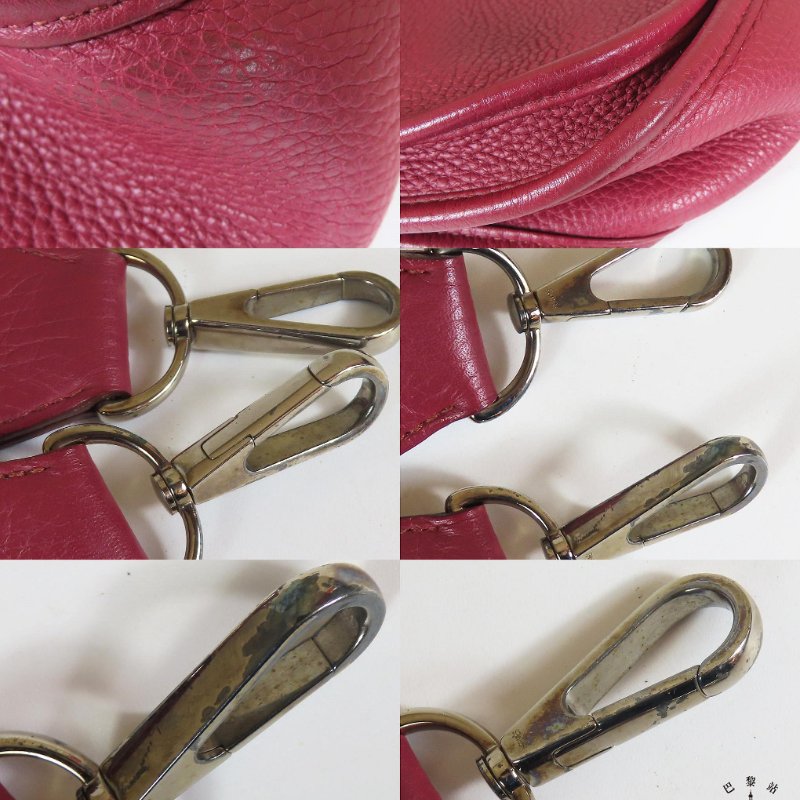 【巴黎站二手名牌專賣店】＊現貨＊HERMES 愛馬仕 真品＊🄾刻Evelyne 29 酒紅色皮革銀釦肩背斜背包-8