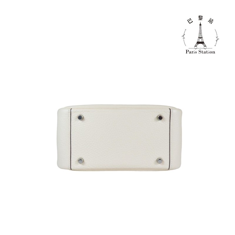 【巴黎站二手名牌專賣店】＊現貨＊HERMES 愛馬仕 真品＊W刻奶昔白銀釦MINI LINDY手提肩背包-2