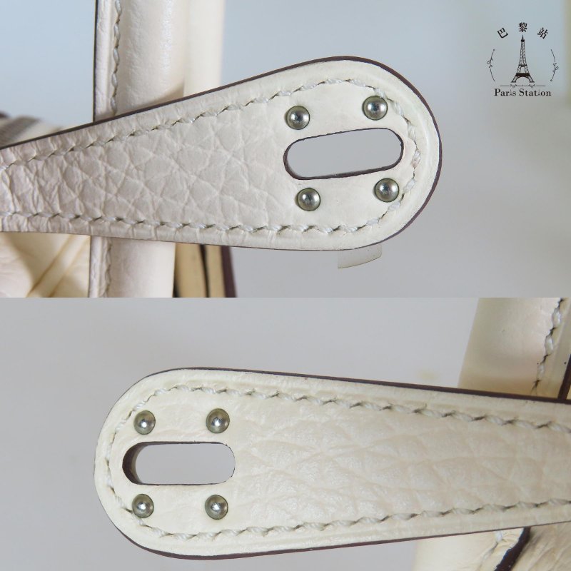 【巴黎站二手名牌專賣店】＊現貨＊HERMES 愛馬仕 真品＊W刻奶昔白銀釦MINI LINDY手提肩背包-8
