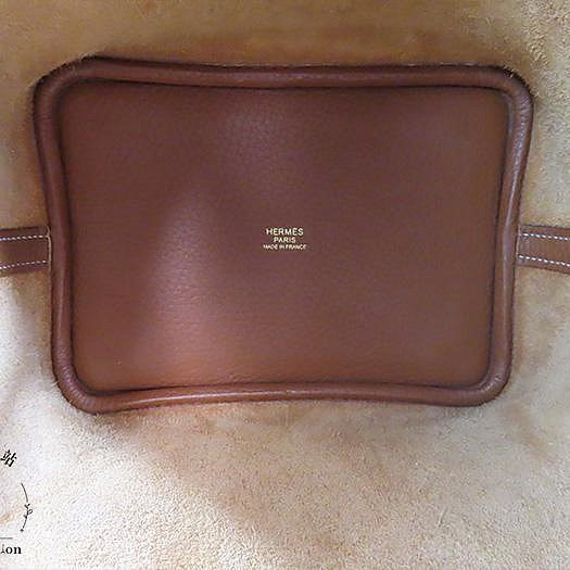 【巴黎站二手名牌專賣店】＊現貨＊HERMES 愛馬仕 真品＊A刻 PICOTIN 18 GOLD棕皮革金釦手提包 菜籃子-3