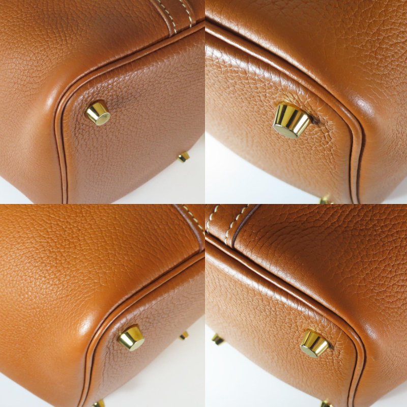 【巴黎站二手名牌專賣店】＊現貨＊HERMES 愛馬仕 真品＊A刻 PICOTIN 18 GOLD棕皮革金釦手提包 菜籃子-4