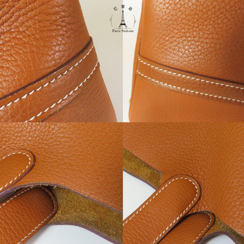 【巴黎站二手名牌專賣店】＊現貨＊HERMES 愛馬仕 真品＊A刻 PICOTIN 18 GOLD棕皮革金釦手提包 菜籃子-5