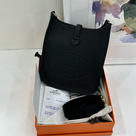 Hermes 愛馬仕 黑金mini evelyne mini 伊芙琳 W刻 全新有購證