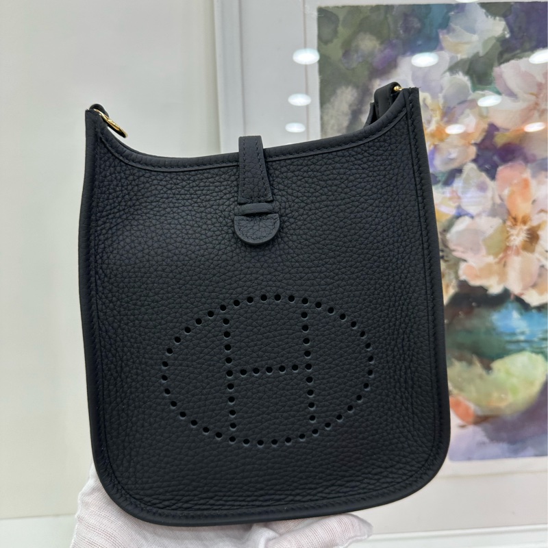 Hermes 愛馬仕 黑金mini evelyne mini 伊芙琳 W刻 全新有購證-6
