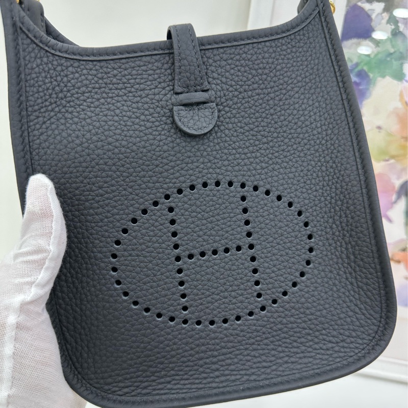 Hermes 愛馬仕 黑金mini evelyne mini 伊芙琳 W刻 全新有購證-7