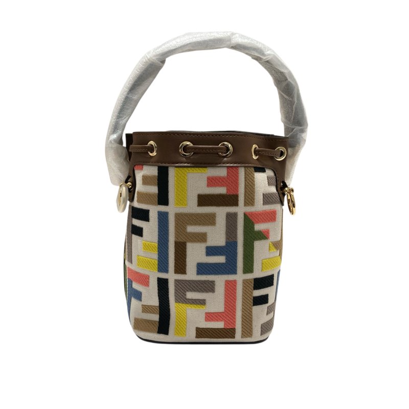 FENDI 芬迪 8BS093 MON TRESOR 老花水桶斜背包 皮革 白底多色 金釦-2